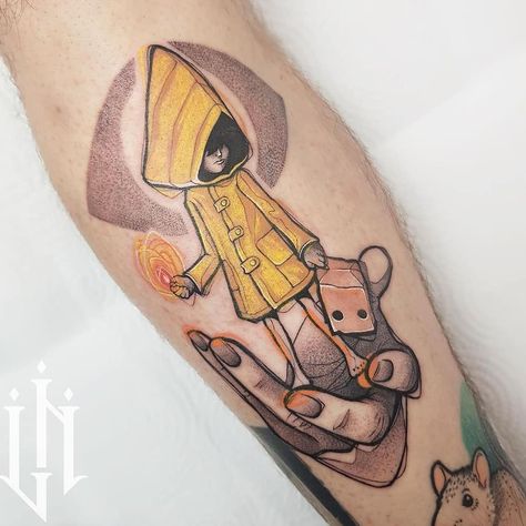 Alex & Christian Best Friends (@videogametatts) posted on Instagram: “Little Nightmares tattoo by @livianunestattoo Thanks Lívia!” • May 2, 2021 at 5:47pm UTC Little Nightmares Tattoo, Fnaf Tattoo Ideas, Mothman Tattoo, Dumbest Tattoos, Little Misfortune, Geek Tattoo, Little Nightmares Fanart, Cloud Tattoo, Little Nightmares