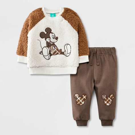 Mickey Logo, Trendy Baby Boy Clothes, Newborn Boy Clothes, Brown Outfit, Top And Pants Set, New Baby Boys, Toddler Boy Outfits, Short Sleeve Bodysuit