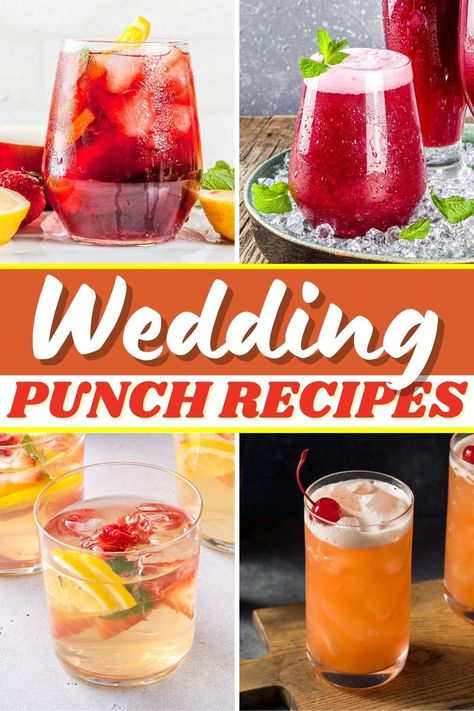 Try these wedding punch recipes for a boozy twist to your day! From champagne to fruit to rum punch, these tasty drinks are sure to please. Best Wedding Punch Ever, Anniversary Punch Recipes 50th, Wedding Punches Non Alcoholic, Fancy Punch Recipes, Non Alcoholic Wedding Punch, Punch Recipes For Wedding Reception, Fall Wedding Punch Recipes Non Alcoholic, Shower Punch Recipes Bridal, Punch For Wedding Reception