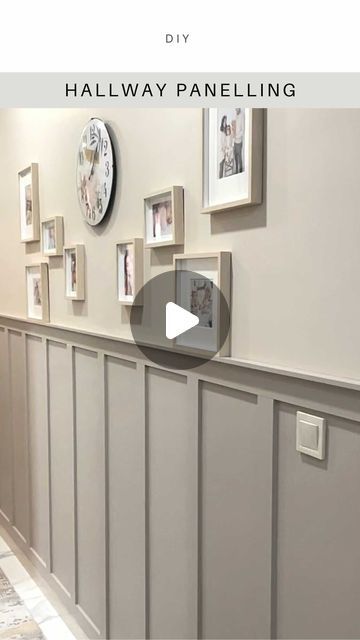 Hallways With Panelling, Hallway Wall Panelling, Waynes Coating Ideas, Waynes Coating, Hallway Landing, Wall Paneling Diy, Dado Rail, Hallway Wall, Wall Panelling