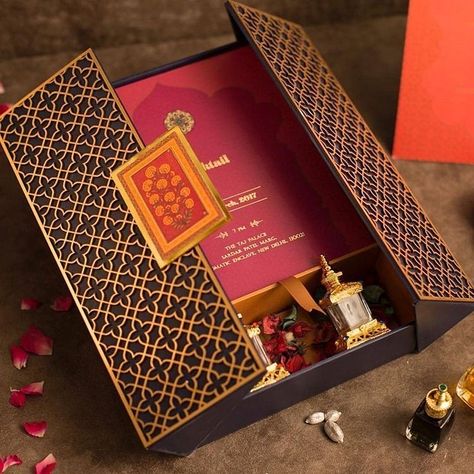 20 Fun Wedding Invitation Card Designs for Cool Couples | Wedding Ideas | Wedding Blog Indian Wedding Invitation Box, Hindu Wedding Invitation Cards, Marriage Invitation Card, Hindu Wedding Invitations, Box Wedding Invitations, Unique Wedding Cards, Box Invitations, Indian Wedding Invitation Cards, Creative Wedding Invitations