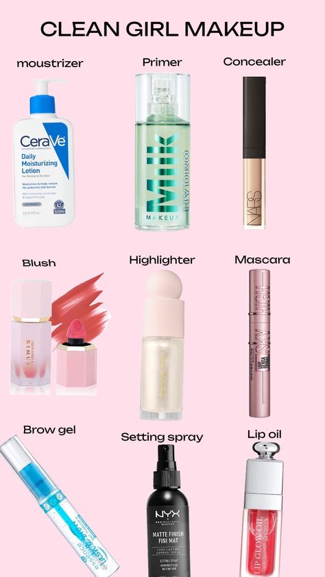 Clean girl Makeup Routine In Order, 12 Teen Year Old Makeup, Makeup Nessecities List, 9th Grade Makeup Routine, Teenage Makeup Products, First Day Of School Makeup 8th Grade, Back To School Makeup Routine, Makeup For Year 7, Makeup For Preteens