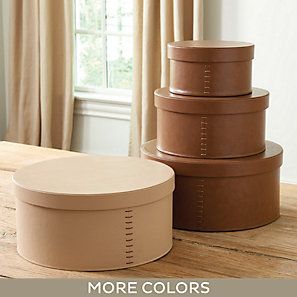 Remi Round Boxes - Set of 3 Williams Sonoma Kitchen, Handmade Boxes, Pottery Barn Pillows, Leather Storage, Small Item Storage, Tier Cake, Handmade Box, Paper Gift Box, Round Box