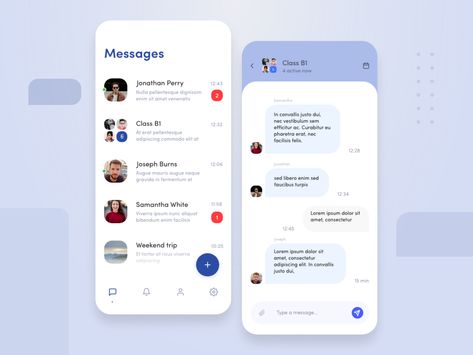 Chat App by Ed Leshchenko Messaging App Design, Chat App Design, Chat App Ui Design, Chat Dashboard, Chat Ui Design, Chatting Ui, Mobile App Design Templates, Chat App Ui, Mobile Chat App