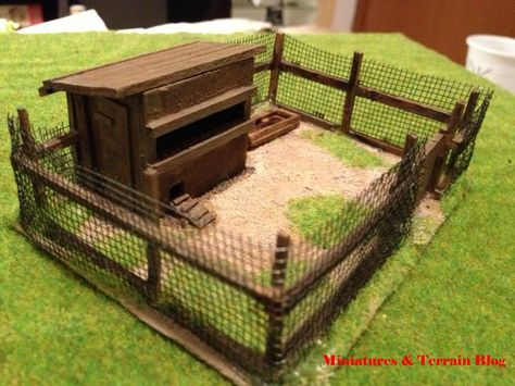 Miniatures & Terrain: How to: Make a Chicken Coop Make A Chicken Coop, Fairy Farm, Miniature Farm, Mini Gardens, Dollhouse Garden, Mini Furniture, Miniature Tutorials, Building A Chicken Coop, Dollhouse Ideas