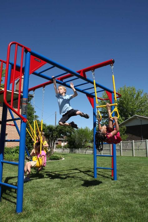 Amazon.com: Lifetime Monkey Bar Adventure Swing Set (primary color): Sports & Outdoors Backyard Jungle Gym, Playground Slide, Monkey Bar, Metal Swings, Jungle Gym, Pet Monkey, Monkey Bars, Outdoor Gym, Backyard Playground