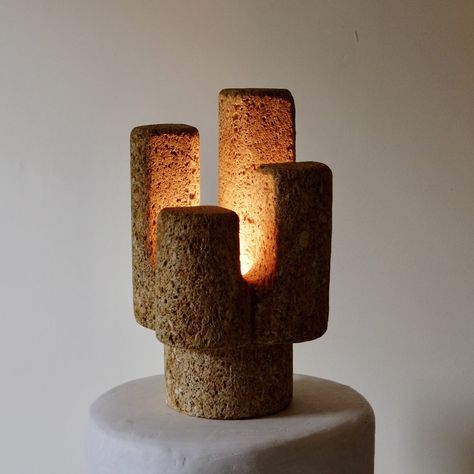 Stone Lamp Design, Brutalist Ceramics, Ceramic Lamps Handmade, 1970s Ceramics, Brutalist Decor, Brutalist Lamp, Brutalist Pottery, Ceramics Lamp, Stone Lamps