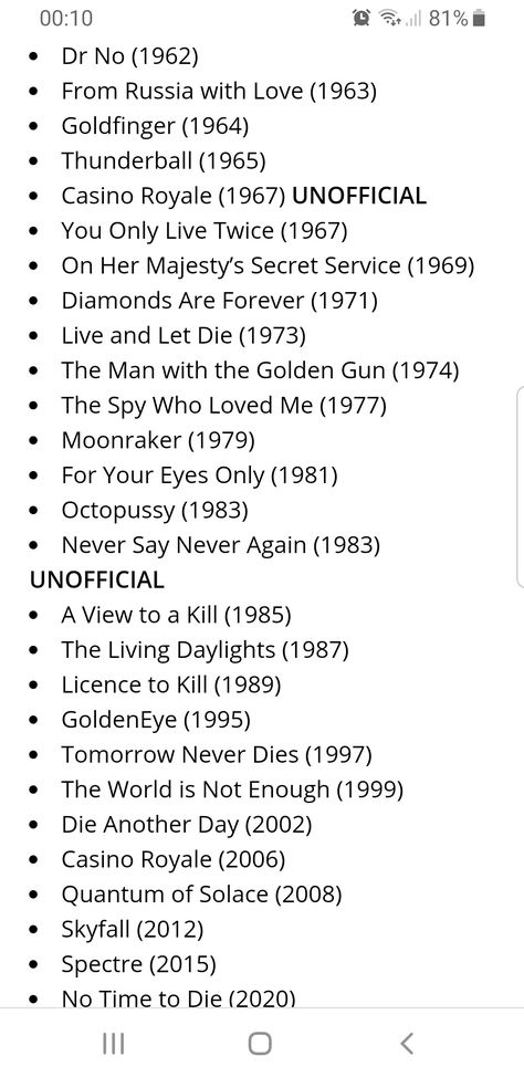 James Bond Movies In Order, Movie Checklist, Bond Party, Movie Challenge, Summer Bucket List For Teens, Bucket List For Teens, Movies To Watch Teenagers, Christmas Religious, James Bond Movies