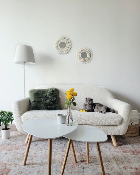 Article Loveseat, Cute Loveseat, Small Couch Tiny Apartments, Boucle Loveseat, Home Things, Studio Apartment Design, Rattan Baskets, Small Couch, Apartment Stuff