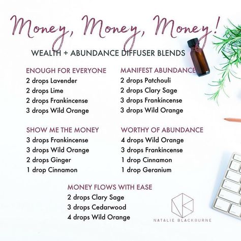 Abundance Essential Oil, Essential Oil Perfumes Recipes, Attracting Money, Money Money Money, Doterra Diffuser Blends, Doterra Essential Oils Recipes, Essential Oil Diffuser Blends Recipes, Wealth Abundance, Essential Oils Guide