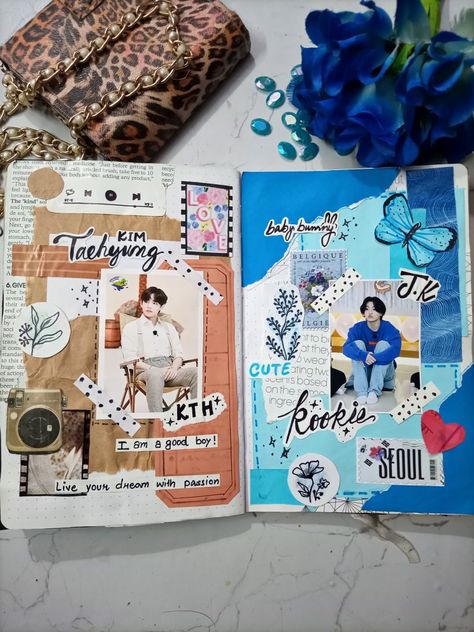 Taehyung Journal Ideas Aesthetic, V Journal Ideas, Bts Card Ideas, Dairy Making Ideas Craft, Diary Cover Decoration Ideas, Bts Dairy Ideas, Jungkook Journal Ideas, Bts Journal Ideas Without Pictures, Bts Notebook Ideas