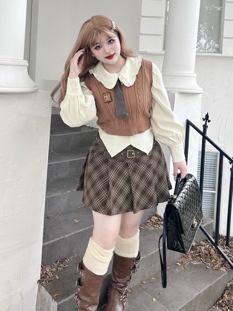 Checkered skirt outfit