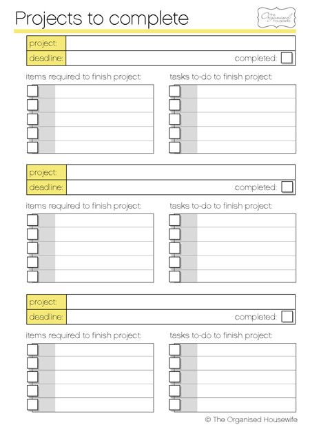 Project Checklist, Organised Housewife, Organization Printables, Home Management, Project Planner, Work Organization, Printable Crafts, Organize Your Life, Planner Organization