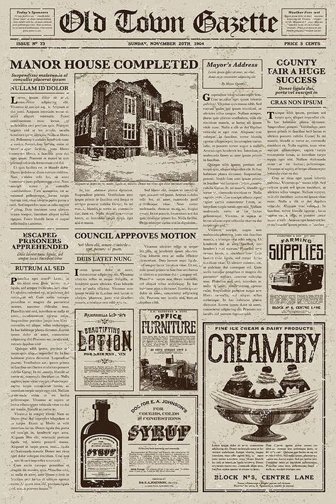 Stary Papier, Kertas Vintage, Newspaper Background, Newspaper Fashion, Visuell Identitet, Sejarah Kuno, Newspaper Layout, Newspaper Template, Vintage Newspaper