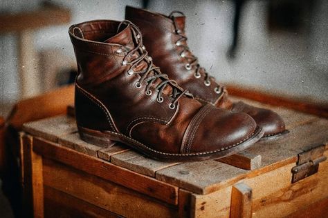 Iron Ranger 8085 boots, 9 months of wear Iron Ranger Boots Outfit Mens Fashion, Iron Ranger Boots Outfit, Iron Ranger 8085, Redwing Iron Ranger, Iron Rangers, Iron Ranger Boots, Redwing Boots, Ranger Boots, Red Wing Iron Ranger