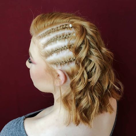 Tiny Braids In Hair, Side Head Braid, Braids On The Side, Head Braid, Fancy Braids, Competition Hair, Tight Braids, Side Braid Hairstyles, Girl Hairstyle