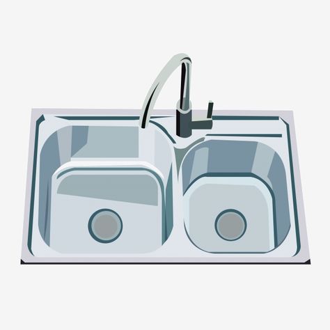 Sink Illustration, Silver Kitchen Sink, Items Png, Silver Kitchen, Household Items, Kitchen Sink, Faucet, Tools, Silver