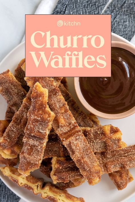 Churro Waffle Recipe, Best Churros Recipe, Make Churros, Churro Waffles, Homemade Waffle, Breakfast Cakes, Waffle Iron Recipes, Dessert Waffles, Halloween Breakfast