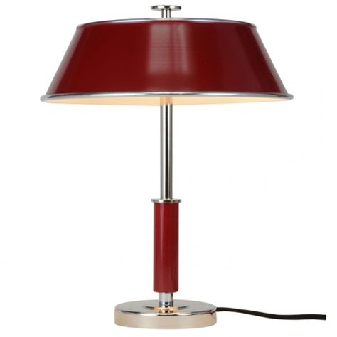 The Victor Table Lamp brings a clean neat vibe to both traditional and modern spaces alike. Available in Burgundy Red, Black, and Cream with a Chrome stem. Includes a Black cotton braid cord and switch on the socket. Made in the UK. UL listed. Table Shade, Ground Lamp, Burgundy Walls, Stone Lighting, Cool Interiors, Led Lights Ceiling, Apartment Vibes, Lamps Modern, Modern Table Lamps