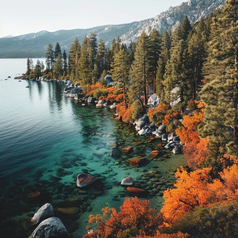 Lake Tahoe Wallpaper, Lake Tahoe October, Lake Tahoe Aesthetic, Lake Tahoe Fall, Lake Tahoe Trip, American Roadtrip, Fall Lake, Current Aesthetic, Tahoe Trip