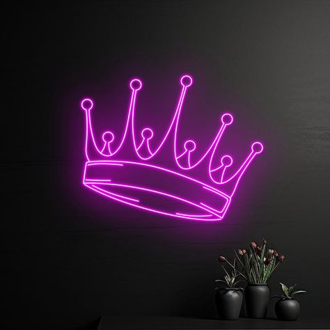 #NeonSignNames #NeonInspiration #NeonSigns #BrightIdeas Neon Crown, Crown Neon Sign, Prince Room, Crown Background, Queen Logo, Bright Colors Art, Money Wallpaper Iphone, Royal Logo, Crown Art