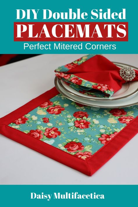 Patchwork, Diy Placemats Fabric, How To Make Placemats, Pioneer Woman Fabric, Pioneer Woman Placemats, Easy Placemats, Quilted Placemat Patterns, Christmas Table Runner Pattern, Diy Placemats