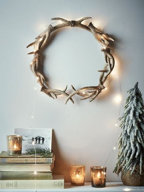 Faux Antlers, Antler Ideas, Antler Wreath, Deer Antler Decor, Antlers Decor, Antler Crafts, Antler Art, Hunting Decor, Kwanzaa