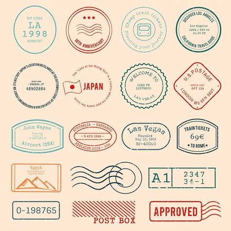 Vector of various stamp design | free image by rawpixel.com Retro Logos, Badges Ideas, Travel Stamp, Coffee Shop Logo, Passport Stamps, Motivation Poster, Awesome Designs, Alphabet Design, Art Idea