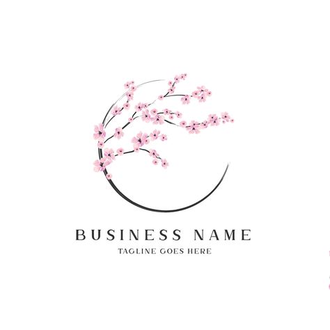 Cherry blossom logo for an event agency, wedding agency, wedding photograph, aesthetic studio, clinic, healing center, spa logo, wellness studio, blogger, stylist, makeup artist #blossom#logoblossom #logodesigner #logo #logodesigns #brandingkit #cherryblossom #blossomlogo #watercolorlogo #logowatercolour #photographylogo #logophotography #logospa #logowedding #femininelogo #logoclinic #organiclogo #premadelogo #logopremade #flowerlogo #pinknails #beautylogo Sakura Logo, Blossom Logo, Cherry Logo, Learn Acrylic Painting, Personal Coaching, Japan Logo, Japanese Graphic, Circle Logo Design, Beauty Salon Logo