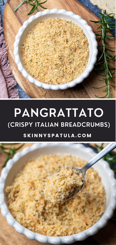 Pangrattato Recipe (Crispy Italian Breadcrumbs) Italian Breadcrumbs Recipe, Pangrattato Recipe, Breadcrumb Recipe, Panko Bread Crumbs Recipe, Pasta Soups, Easy Italian Meatballs, Italian Bread Crumbs, Homemade Bread Crumbs, Garlic Chicken Pasta