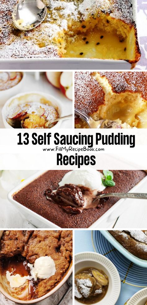 we share a few self saucing pudding recipe ideas to create, a chocolate one or fruit filled ones to, that are oven baked.  A family dessert with extra sauces and custard, so simple and easy mixed all in one bowl. Baked Pudding Recipes, Microwave Self Saucing Pudding, Fruit Pudding Recipes, Steamed Pudding Recipe, Quick Puddings, Oven Bakes, Custard Recipe Easy, Hot Puddings, Desert Dessert