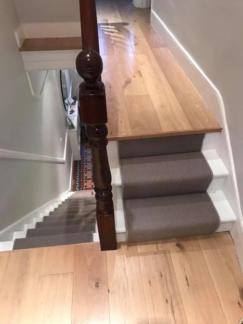 Grey Stair Runner, Gray Stair Runner, Laminate Stairs, Carpet Making, Flooring For Stairs, House Staircase, Staircase Makeover, Stair Remodel, Hallway Designs