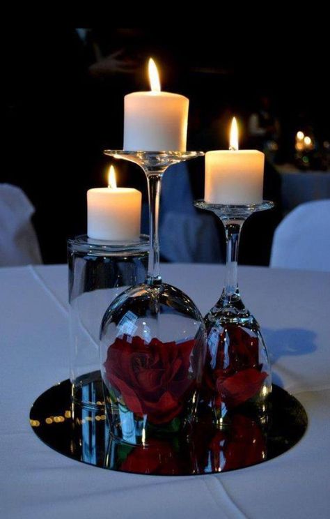 Easy Valentines Table Decor, Red And Grey Wedding Decorations, Fairy Light Wedding Centerpieces Diy, Diy Rose Centerpieces Wedding, Dinner Candles Decoration, Valentines Wedding Centerpieces, Wedding Centerpieces With Mirrors, Table Decorations For Party Birthday Easy Diy Centerpieces, Centerpieces For Dinner Party