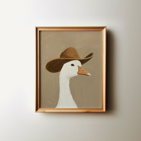 Silly Cowboy Goose Print, Brown Western Nursery Printable Art, Neutral Southeastern Boy Room Animal Wall Art, Cowboy Hat, Digital Download - Etsy Goose Aesthetic, Silly Cowboy, Vintage Boys Room, Cowboy Nursery, Western Nursery, Baby Nursery Wall Art, Boy Room Art, Nursery Wall Art Girl, Toddler Boys Room