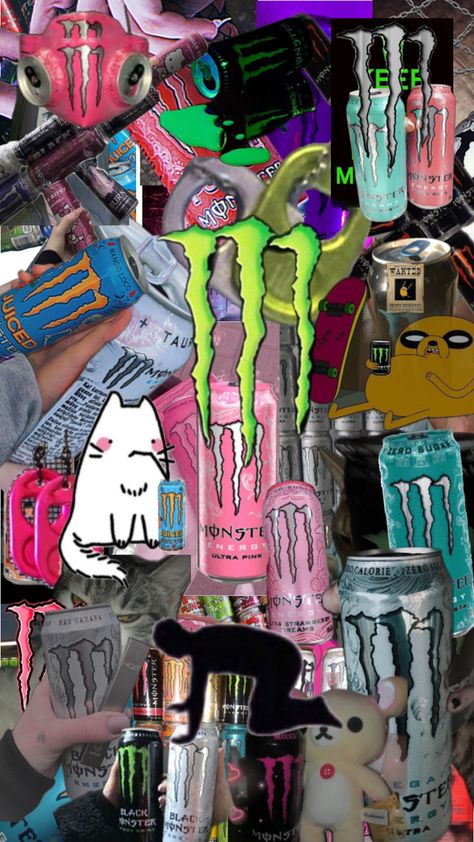 Monster Drink Wallpaper, Monster Cans Diy, Emo Backgrounds, Emo Aesthetic Wallpaper, Monster Drink, Y2k Scene, Trippy Iphone Wallpaper, Playlist Covers Photos, Monster Energy Drink