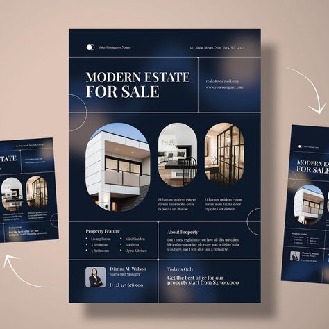 Modern Elegant Real Estate Flyer Corporate Identity Flyer Real Estate Design, Elegant Flyer Design, Real Estate Flyer Design, Elegant Flyer, Flyer Real Estate, Swiss Style, Real Estate Ads, Creative Flyer Design, Real Estates Design