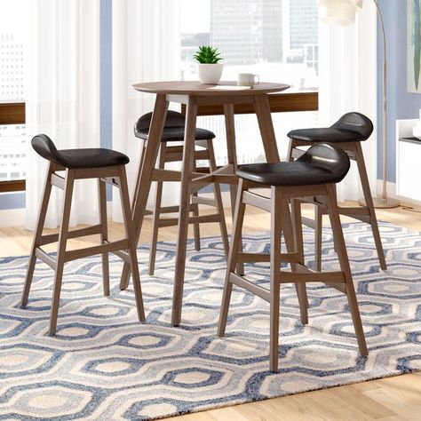 Adriana 5 Piece Pub Table Set Table With 4 Chairs, Counter Height Pub Table, Breakfast Nook Dining Set, Nook Dining Set, Wood Table Bases, Metal Table Top, Pub Set, Bar Table Sets, Pub Table Sets