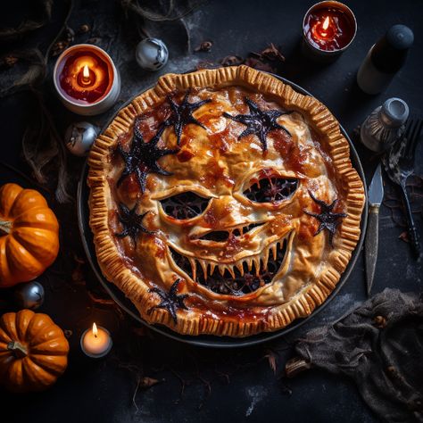 Half Baked Harvest Halloween, Face Pie, Halloween Quiche, Halloween Pie Crust Face, Halloween Feast, Halloween Apple Pie, Halloween Shepards Pie, Halloween Pies, Spooky Pie