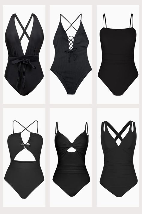 Shop the best black swimsuits on Amazon, perfect for creating stunning summer beach looks. Whether you need pool day swimsuits or beach day swimsuits, these black one piece swimsuits and cut out styles are top picks. Find swimwear styles that are great for vacation packing ideas and essential travel items. Stay stylish and comfortable with these summer outfit ideas that blend women's fashion with practical beachwear. Spring Fashion Essentials, Essential Travel Items, Sophisticated Swimwear, Summer Beach Looks, Elegant Swimwear, Beach Looks, Suits Black, Latest Summer Fashion, Timeless Looks