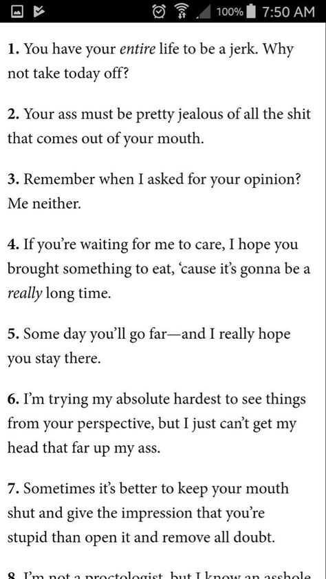 One Liner Prompts, Funny Lines For Characters, Savage Lines To Insult, Clap Back Quotes Funny, Savage Replies To Bullies, Different Ways To Kill Your Character, Sarcasm Replies, How To Talk Back To Bullies, Why Are Guys Such Jerks