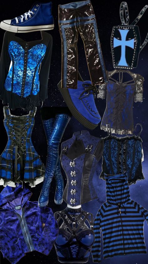 Blue goth aesthetic Goth Blue Aesthetic, Blue Goth Outfits, Blue Goth Aesthetic, Aesthetic Shuffles, Aesthetic Goth, Goth Aesthetic, Blue Outfit, Goth Outfits, Alternative Outfits