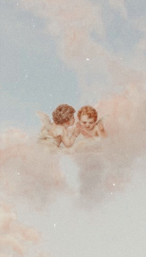 Cherub Wallpaper Iphone, Cherub Angel Aesthetic, Vintage Aesthetic Pictures For Wall, Cherub Background, Heavenly Aesthetic Wallpaper, Pink Angelic Aesthetic, Angel Highlight Cover Instagram, Angelic Wallpapers Aesthetic, Heaven Art Aesthetic