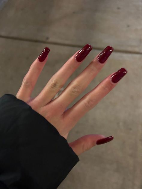 Coffin Red Nails, Red Nails Inspo, Burgundy Acrylic Nails, Acrylic Nails Almond Shape, Long Red Nails, Edgy Nails, Pretty Gel Nails, Nails Only, Soft Nails