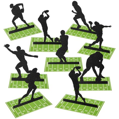 PRICES MAY VARY. Package Content: You will receive 9 pieces of football player silhouette centerpieces in 9 different gestures. Sufficient quantity can meet your decoration needs for football themed parties. Product Size: Each football table centerpiece measures about 7.8inch / 19.9cm long. Proper size for placing on table. Not too big, convenient to carry. Premium Material: These football party decorations centerpieces are made of good quality cardstock, thick and stable, not easy to break. Cle Raiders Centerpieces, Football Table Centerpieces, Silhouette Centerpieces, Football Party Decorations Centerpieces, Football Centerpiece Ideas, Football Party Centerpieces, Boys Football Party, Football Party Table, Sports Themed Centerpieces