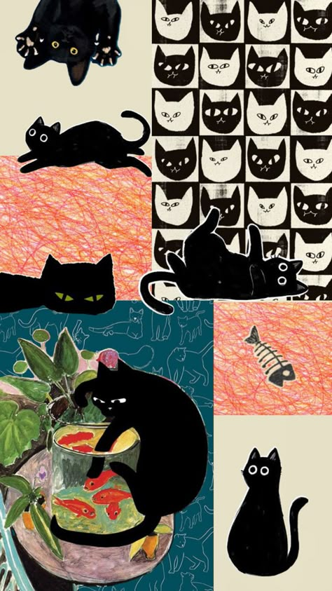 #cats #goodluck #blackcats #kitties #kitten #aesthetic #collage #wallpaper #iphonewallpaper #phonewallpaper #background Aesthetic Collage Wallpaper, Kartu Tarot, Kitten Aesthetic, Wallpaper Iphonewallpaper, Cocoppa Wallpaper, Collage Wallpaper, Hippie Wallpaper, Art Wallpaper Iphone, Cute Patterns Wallpaper