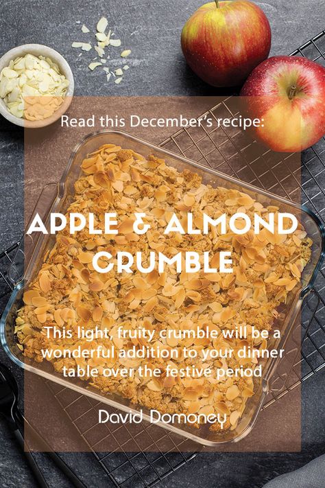 December recipe: Apple & almond crumble Almond Crumble, Apple Crumble Recipe, Almond Meal, Gluten Free Desserts Recipes, Ground Almonds, Crumble Topping, Apple Crumble, Apple Cake, Almond Recipes