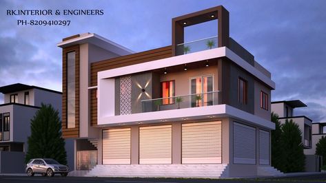 RK GROUP-8209410297 House Plan With Elevation, Plan With Elevation, Ground Floor Elevation, Design Center Showroom, House Structure Design, Commercial Space Design, Luxury Ceiling Design, Modern Tv Unit Designs, Commercial Design Exterior