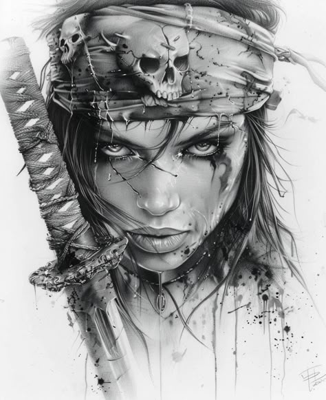 Female Pirate Tattoo Ideas, Female Pirate Tattoo, Pirate Lady Tattoo, Pirate Tattoos, Pirate Skull Tattoos, Powerful Tattoo, Fierce Tattoo, Pirates Illustration, Female Pirate