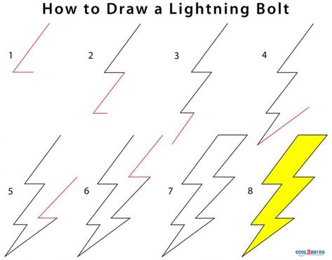 How to Draw a Lightning Bolt (Step by Step Pictures) How To Draw Thunder And Lightning, How To Draw Lightning Bolts, How To Draw A Lightning Bolt, How To Draw Thunder, Storm Activities, Draw Lightning, How To Draw Lightning, Zeus Lightning Bolt, Lightning Bolt Art