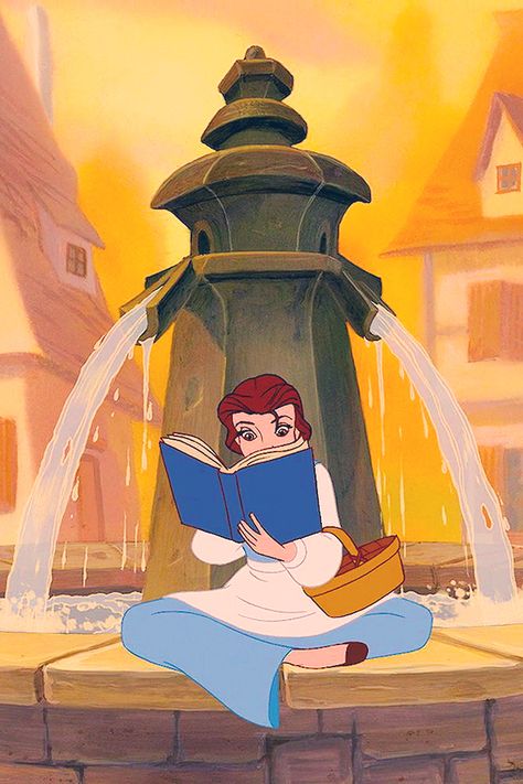 Look, there she goes. That girl is so peculiar..I wonder if she's feeling well. With a dreamy far off look - her nose stuck in a book..What a puzzle to the rest of us is Belle. Animation Disney, Disney Belle, 디즈니 캐릭터, Images Disney, Belle Disney, Walt Disney Animation, Arte Disney, Pinturas Disney, Disney Beauty And The Beast